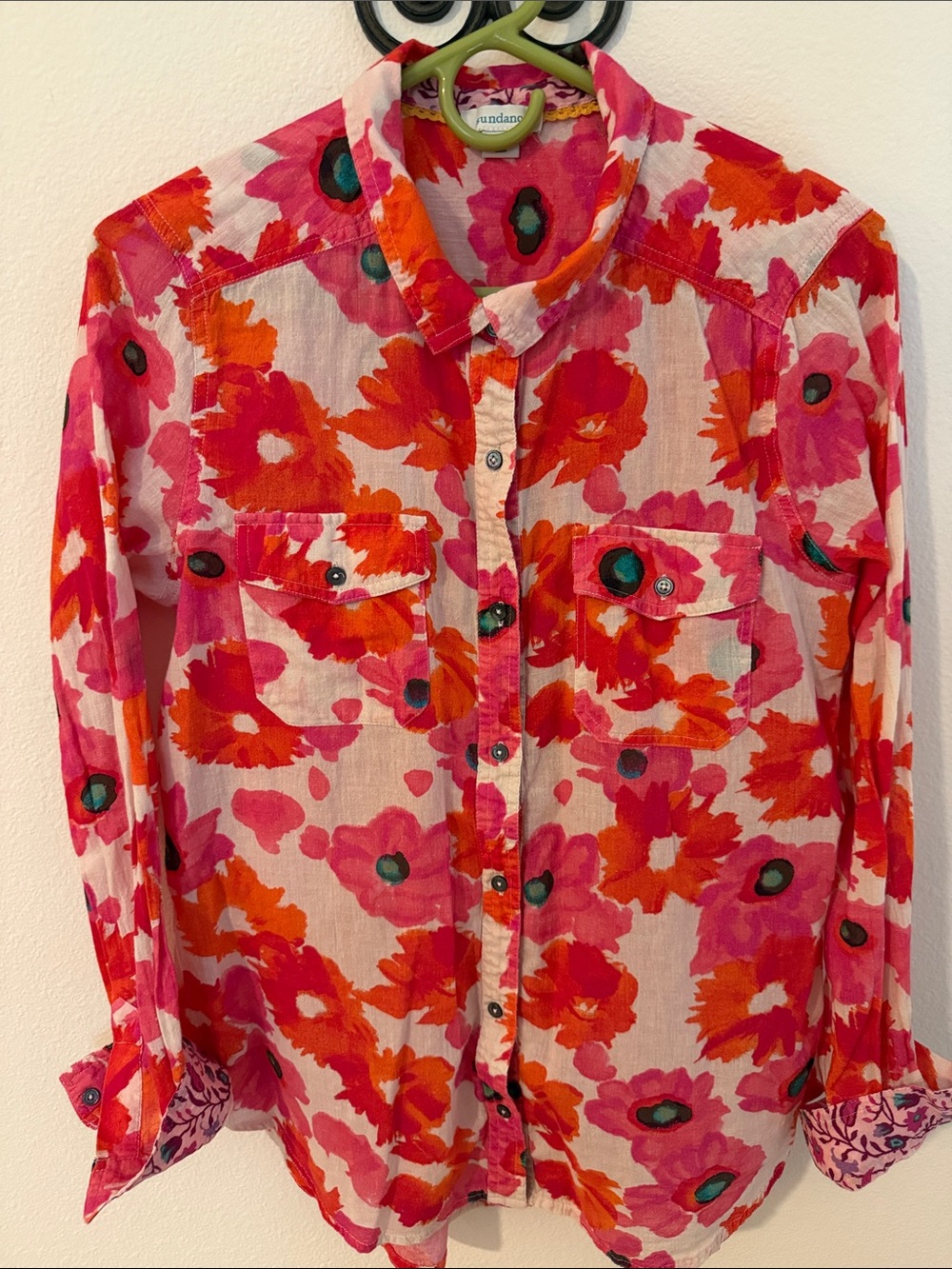 Sundance Pink & Orange Floral Button-Front Blouse